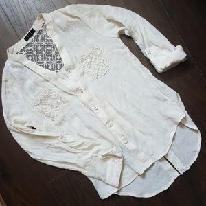 Anthropologie Mine Beautiful Lace Button Up Small